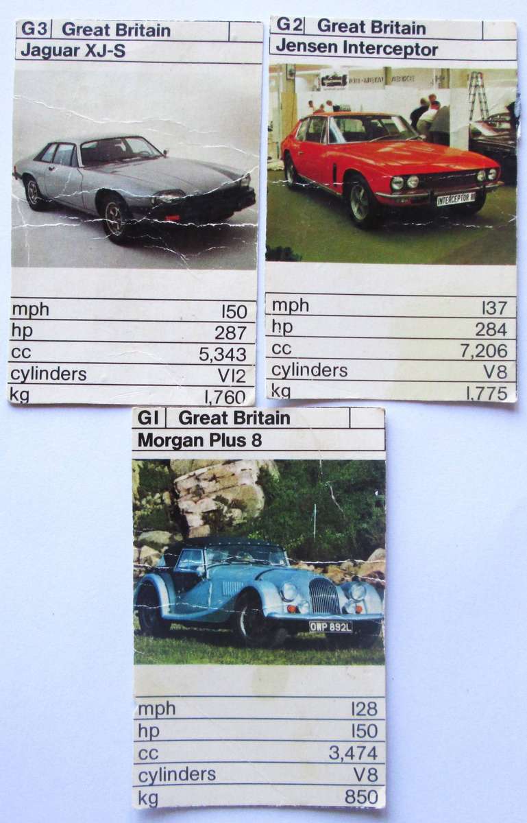 1970 Great Britain Vintage Cars Trading Cards Set of 3