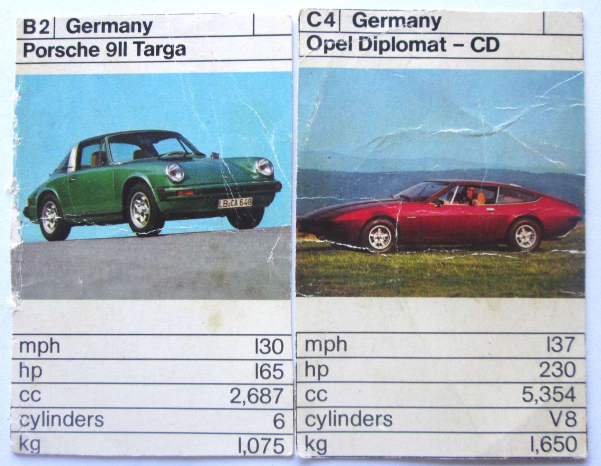 1970 Germany Vintage Cars Trading Cards Set of 6