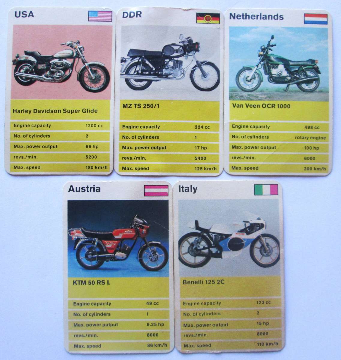 1970 Motorbikes Trading Cards x14