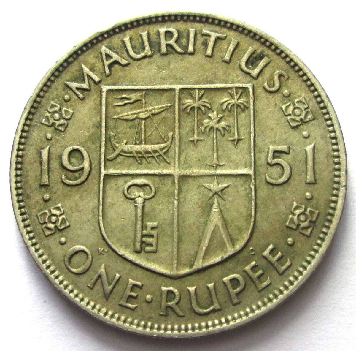 1951 Mauritius 1 Rupee