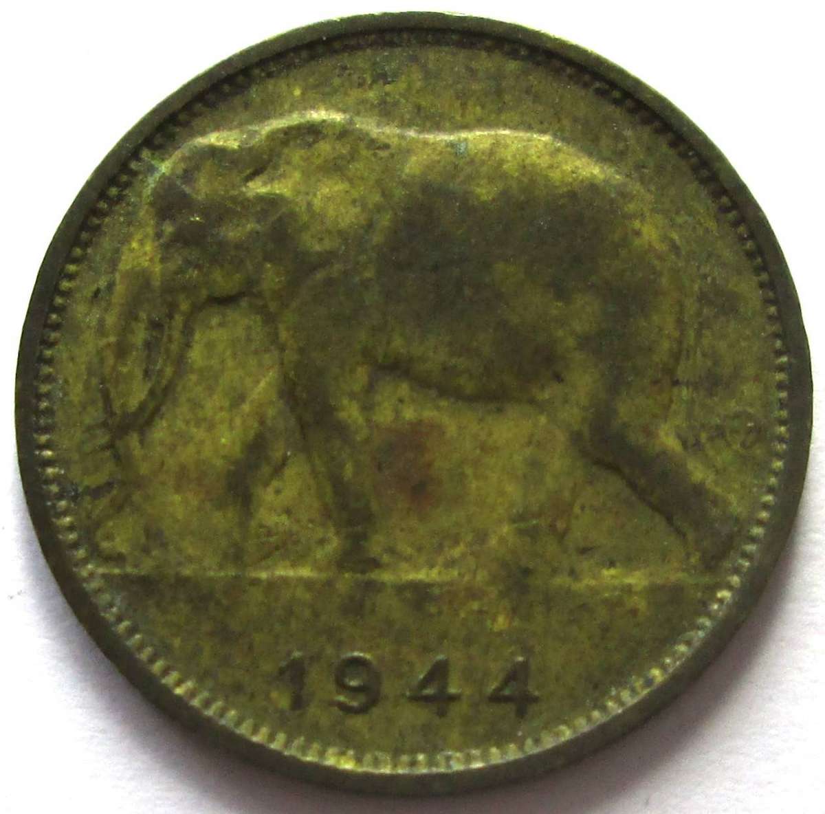 1944 Belgian Congo 1 Franc