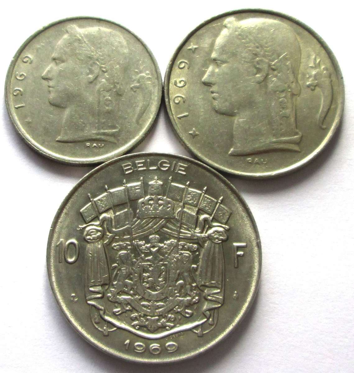 1969 Belgium 1/5/10 Francs