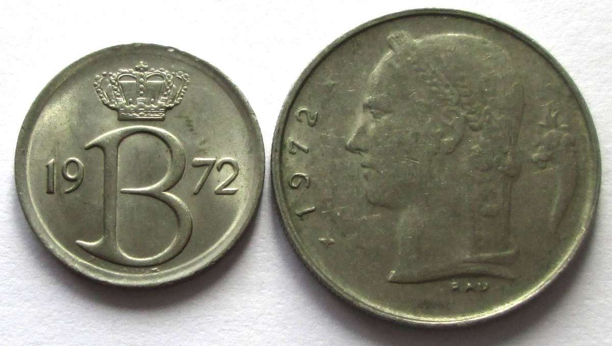1972 Belgium 25 Centimes 1 Franc