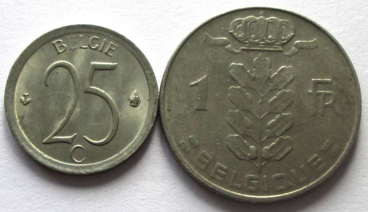 1972 Belgium 25 Centimes 1 Franc