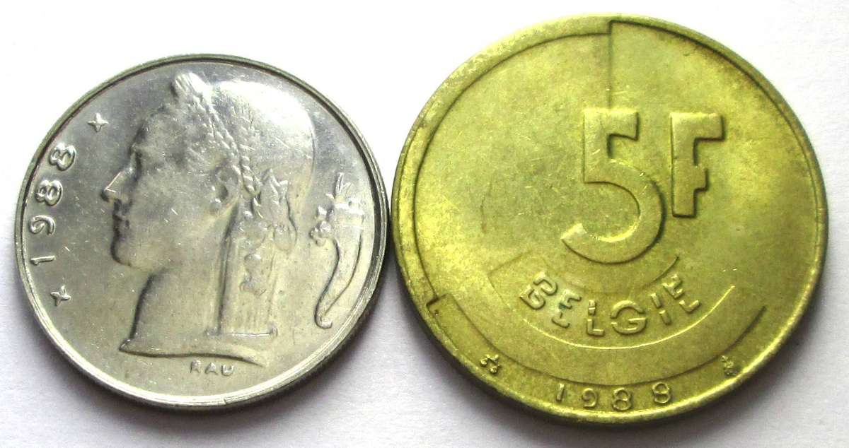 1988 Belgium 1 Franc 5 Francs