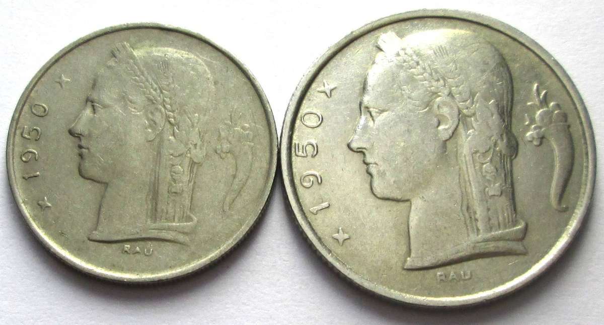 1950 Belgium 1 Franc 5 Francs
