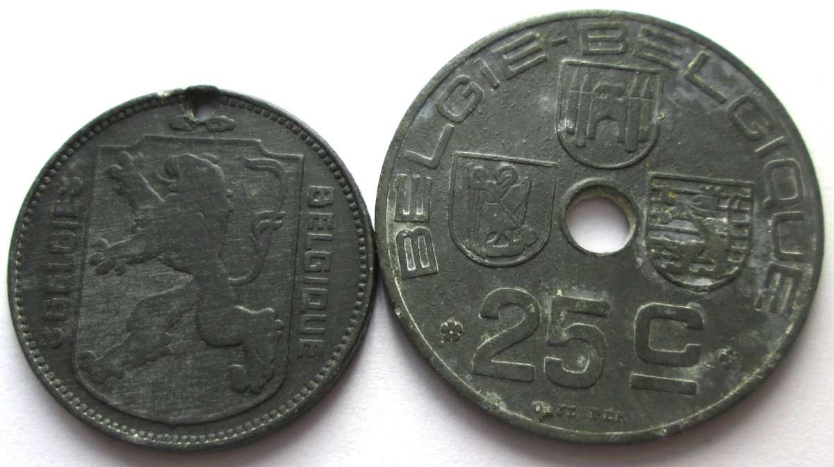 1944 Belgium 25 Centimes 1 Franc