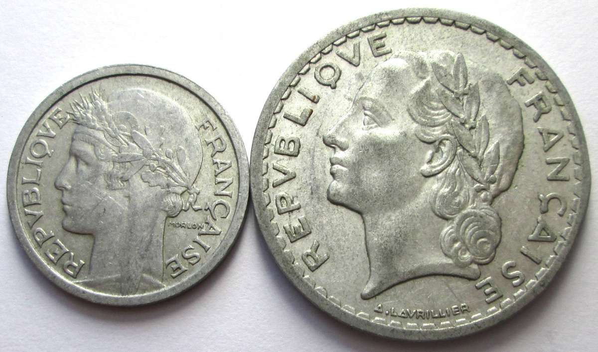 1945 France 1 Franc 5 Francs