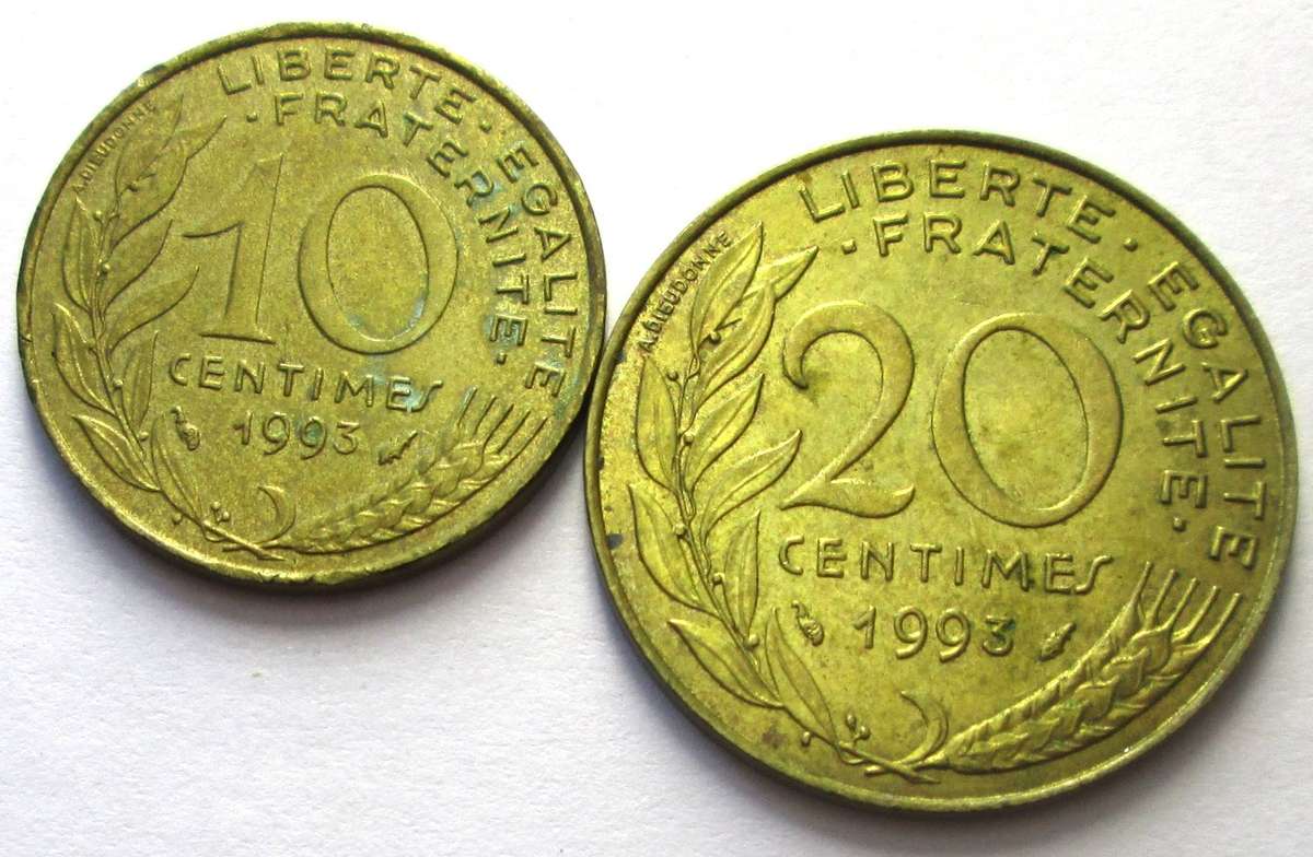 1993 France 10/20 Centimes