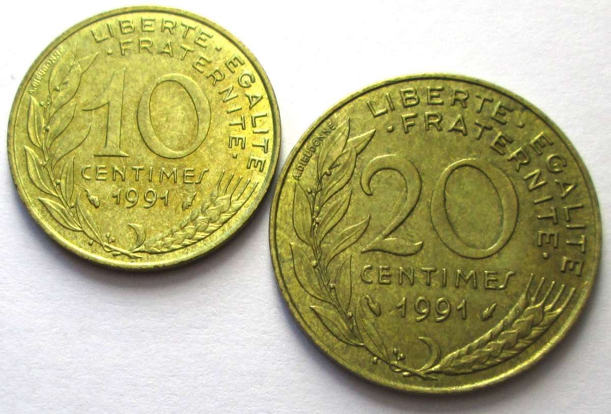 1991 France 10/20 Centimes