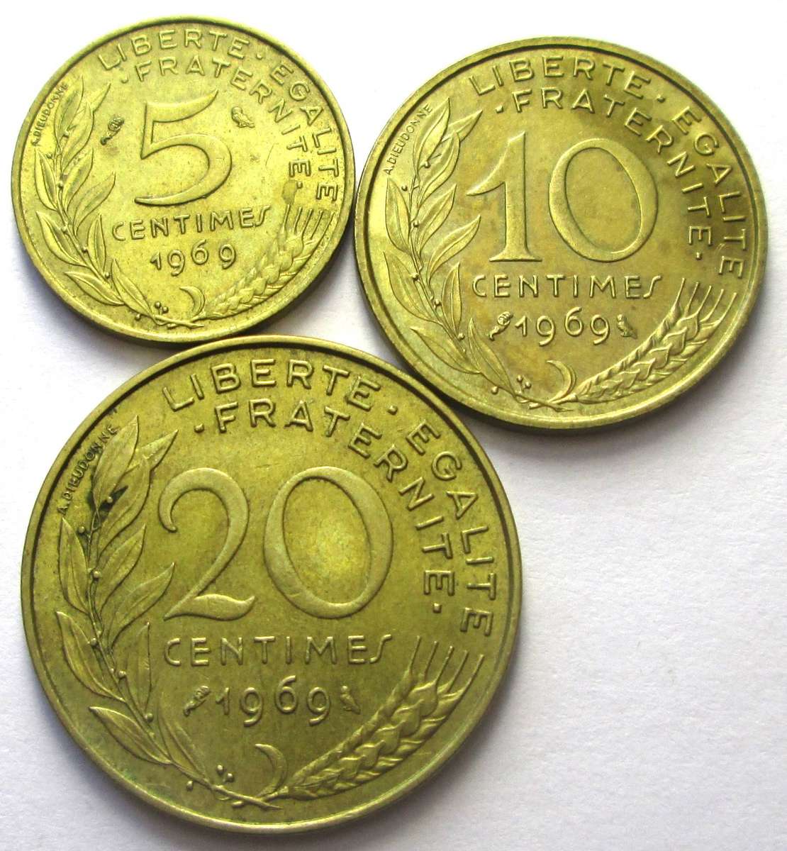 1969 France 5/10/20 Centimes