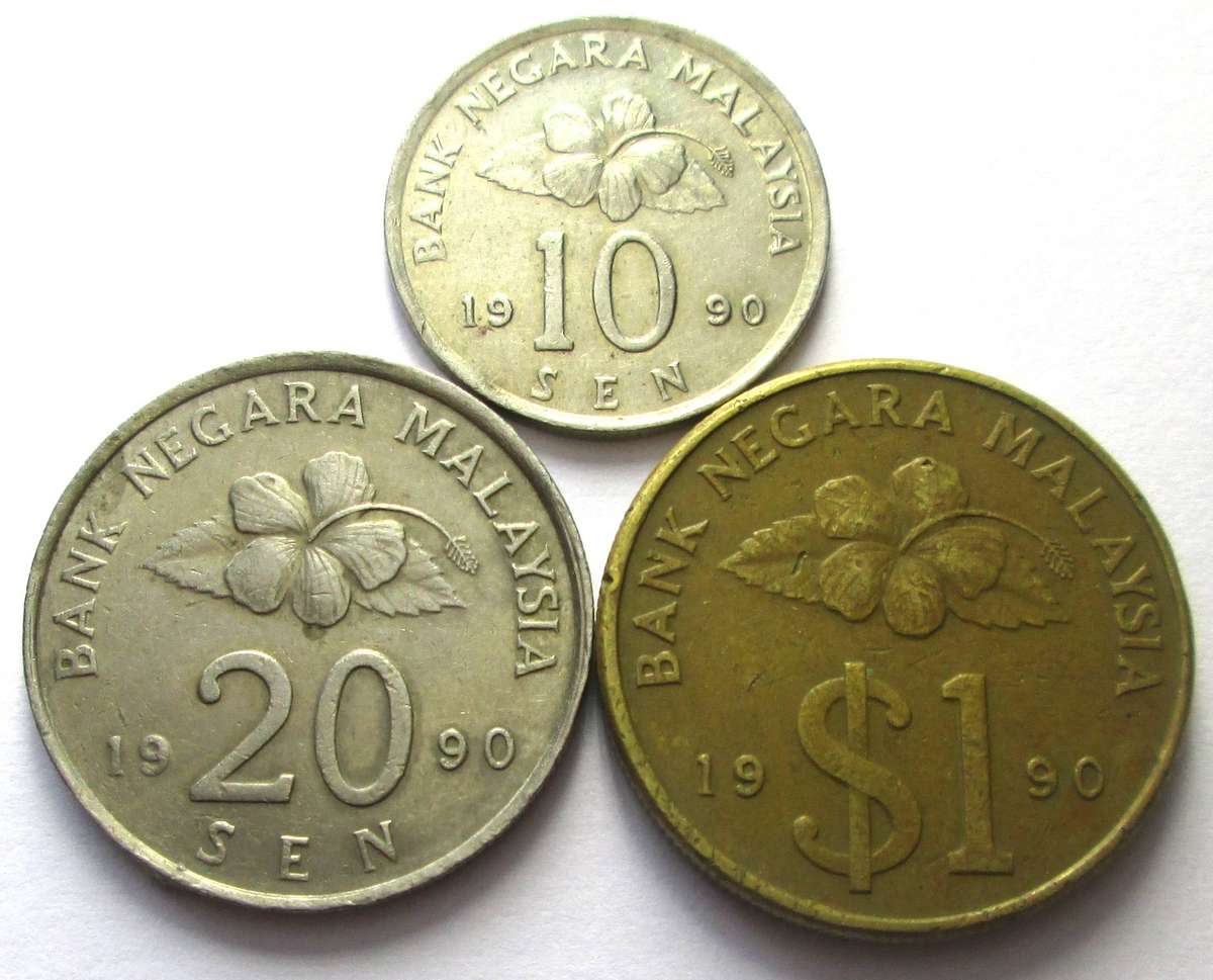 1990 Malaysia 10 Sen 20 Sen 1 Dollar