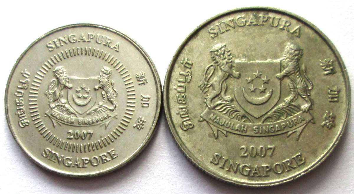 2007 Singapore 10 Cents 20 Cents
