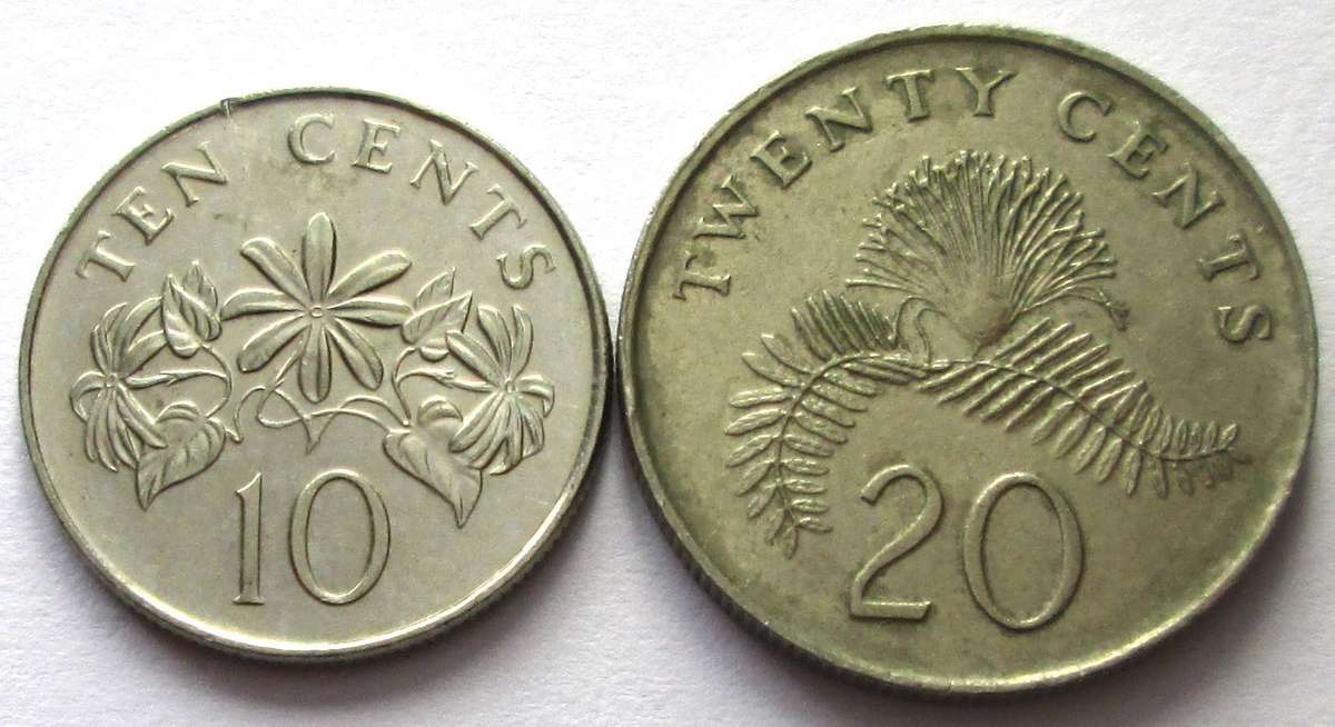 2007 Singapore 10 Cents 20 Cents
