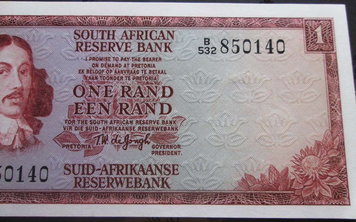 One Rand Republic of South Africa Serial Nr B532 850140