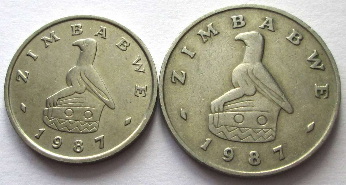 1987 Zimbabwe 10 Cents 20 Cents