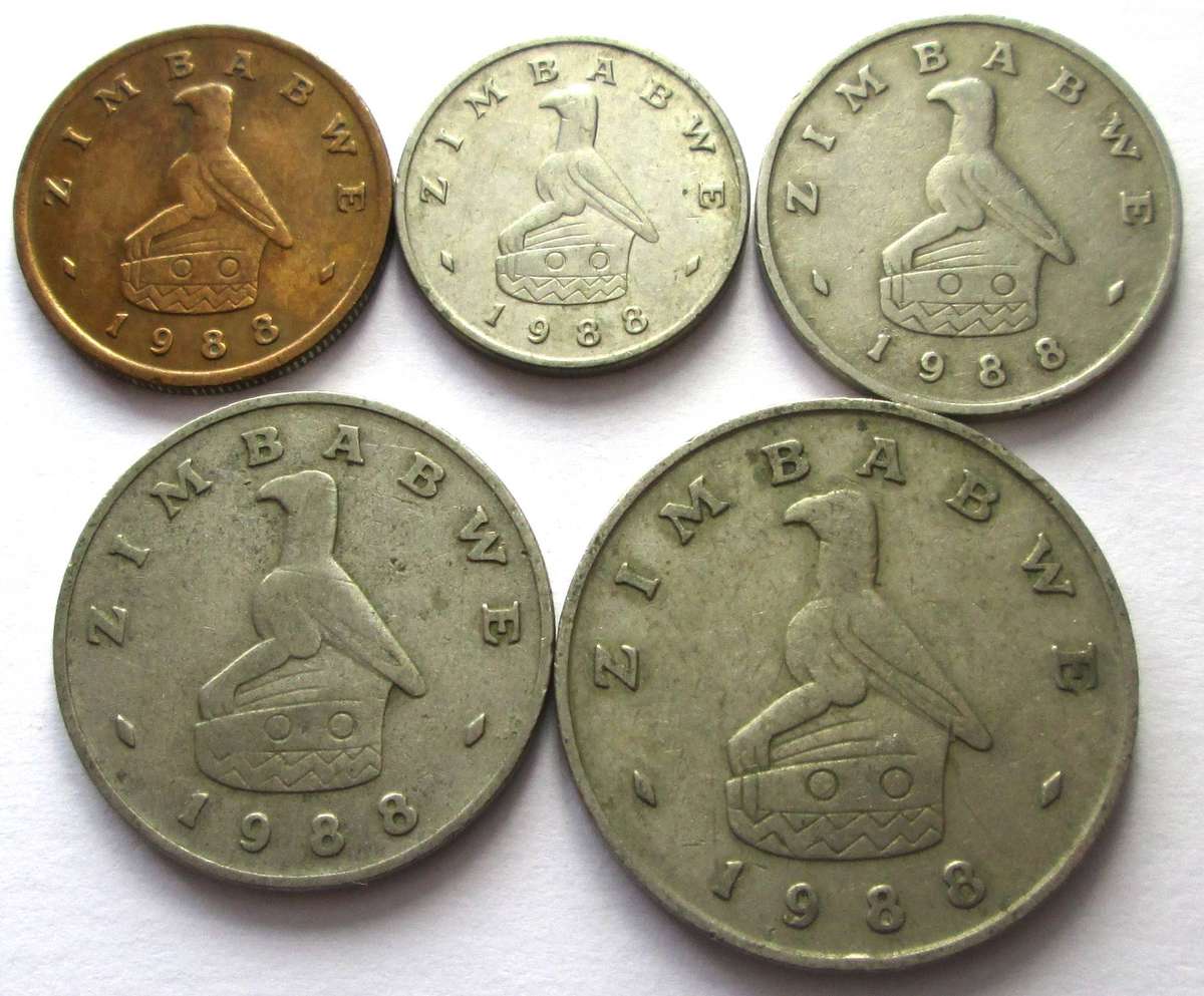 1988 Zimbabwe 1/5/10/20/50 Cents