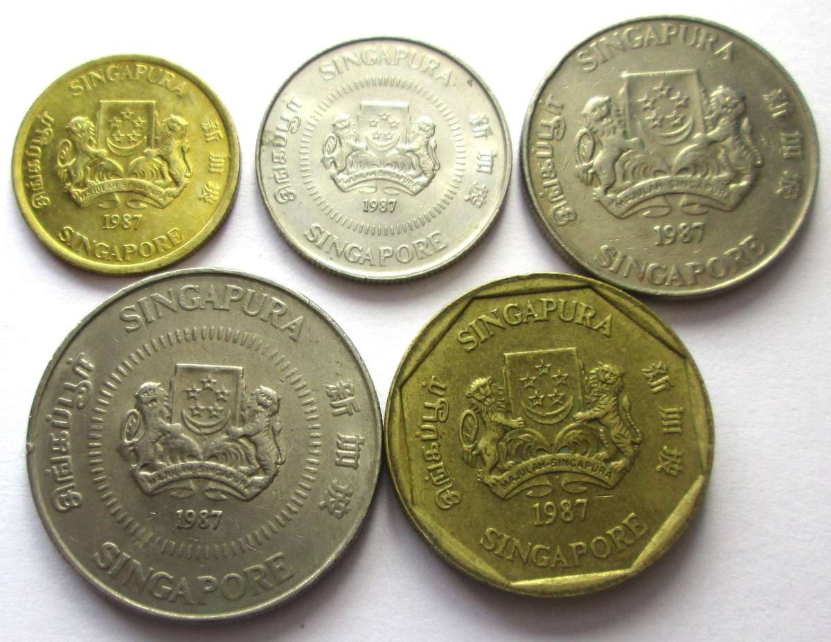 1987 Singapore 5/10/20/50 Cents 1 Dollar