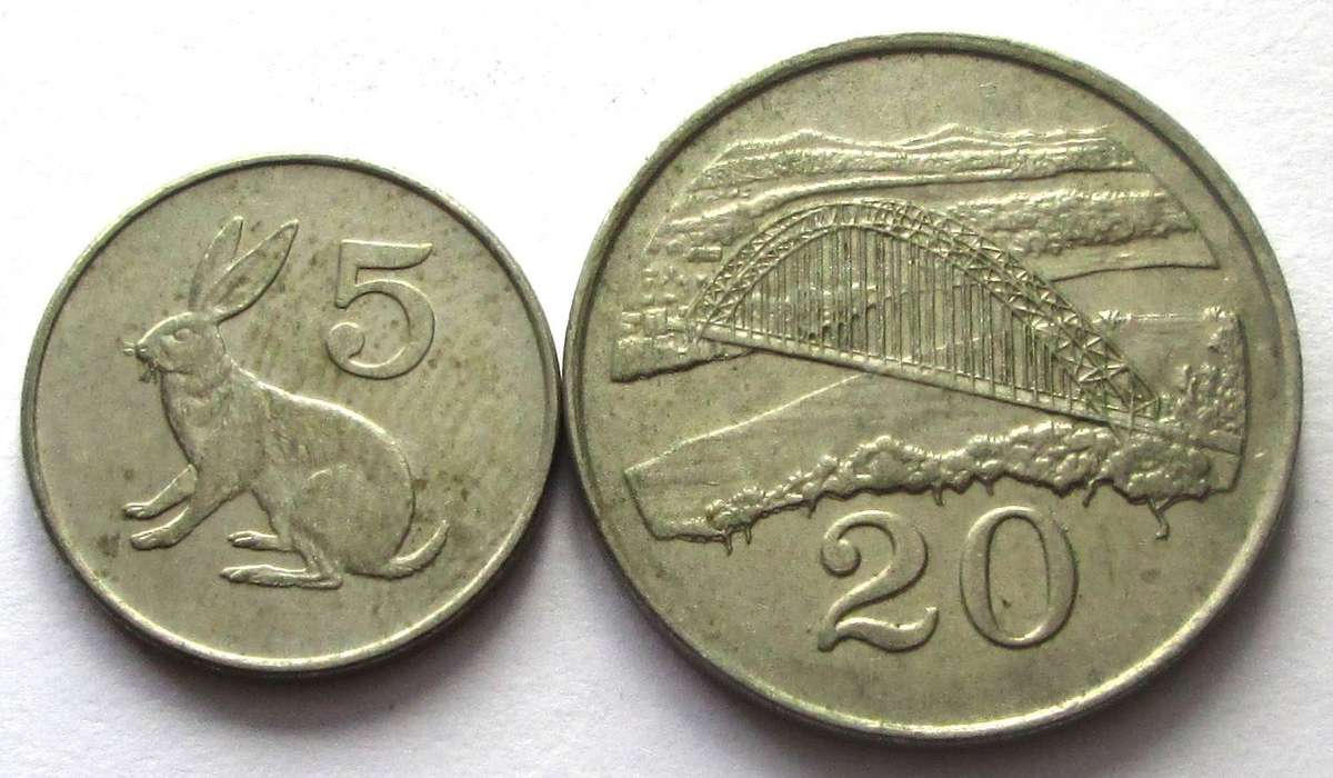 1996 Zimbabwe 5 Cents 20 Cents