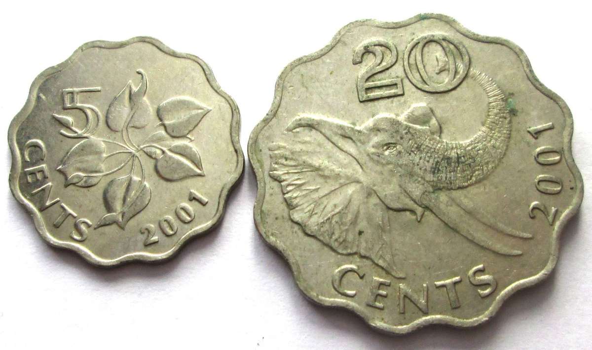 2001 Swaziland 5 Cents 20 Cents
