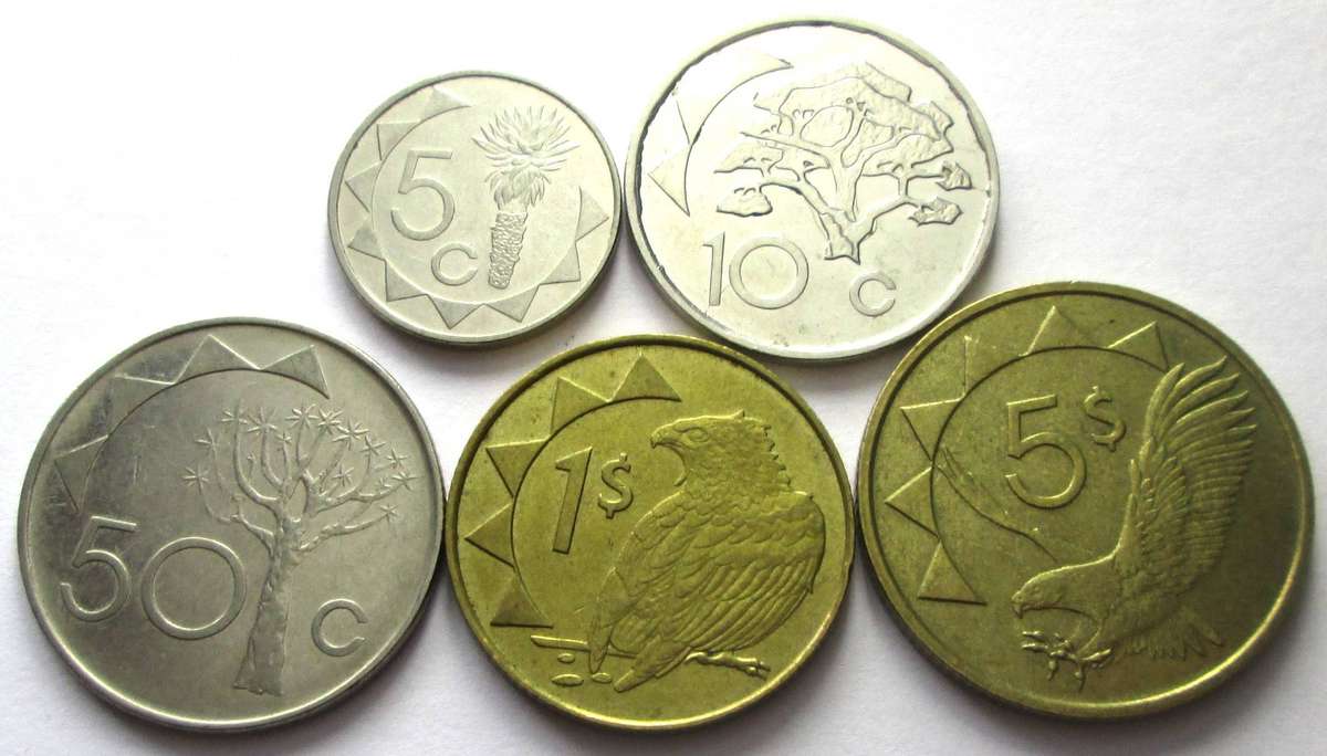 1993 Namibia 5 Cents 10 Cents 50 Cents 1 Dollar 5 Dollars