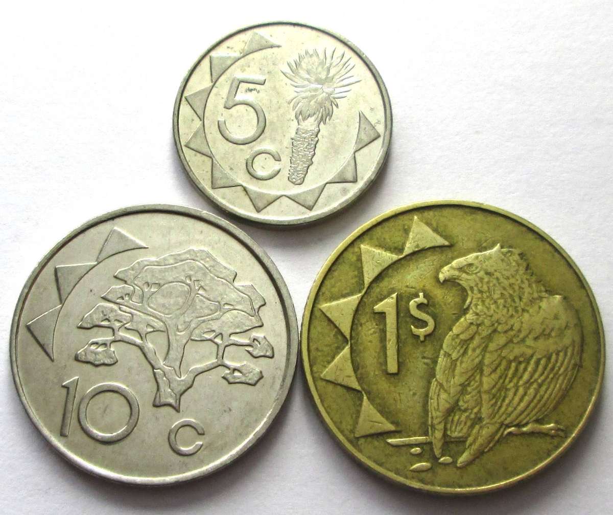 2002 Namibia 5 Cents 10 Cents 1 Dollar