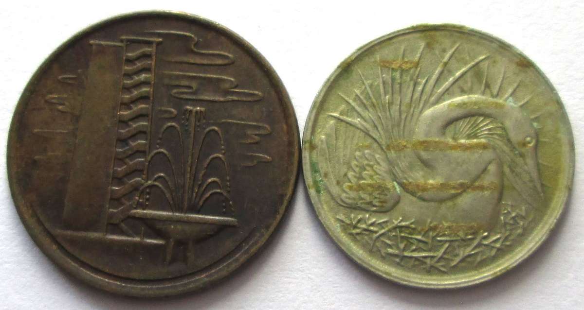 1976 Singapore 1 Cent 5 Cents