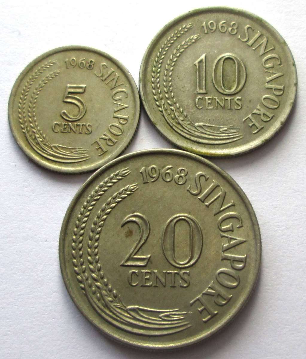 1968 Singapore 5 Cents 10 Cents 20 Cents