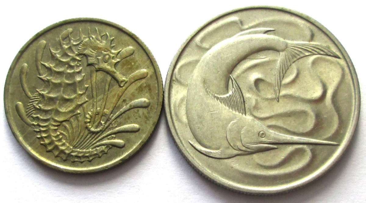 1967 Singapore 10 Cents 20 Cents