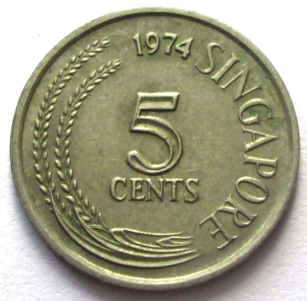 1974 Singapore 5 Cents