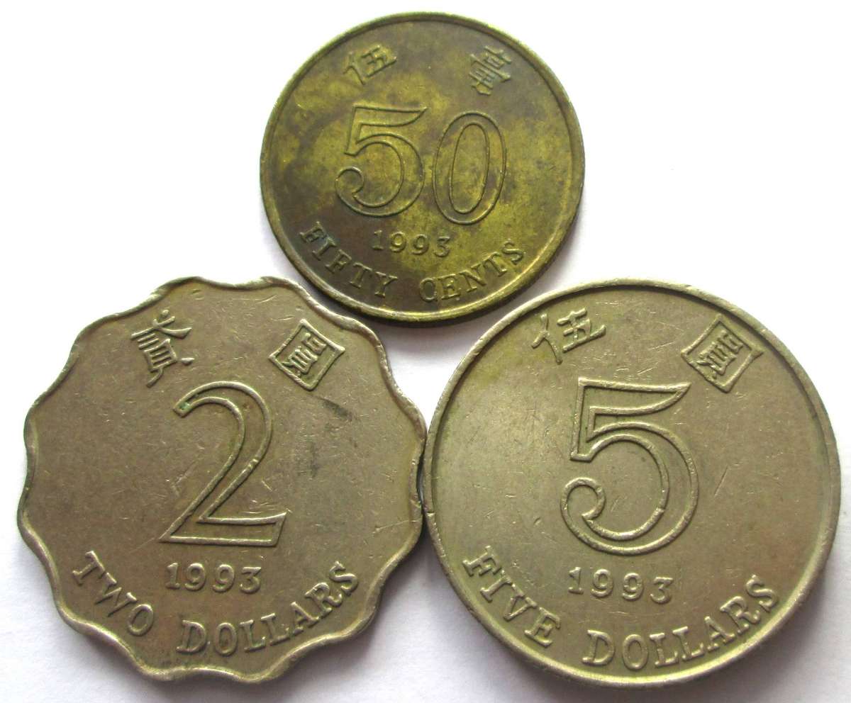 1993 Hong Kong 50 Cents 2 Dollars 5 Dollars