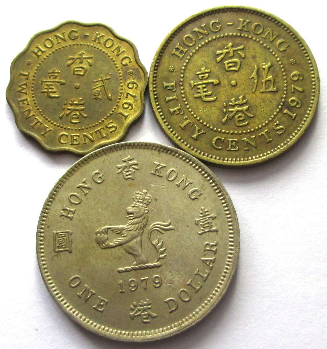 1979 Hong Kong 20 Cents 50 Cents 1 Dollar
