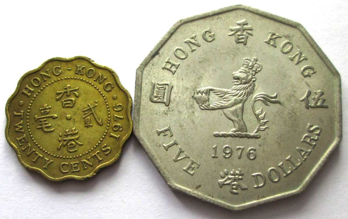 1976 Hong Kong 10 Cents 5 Dollars