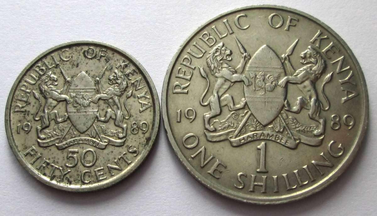 1989 Kenya 50 Cents 1 Shilling