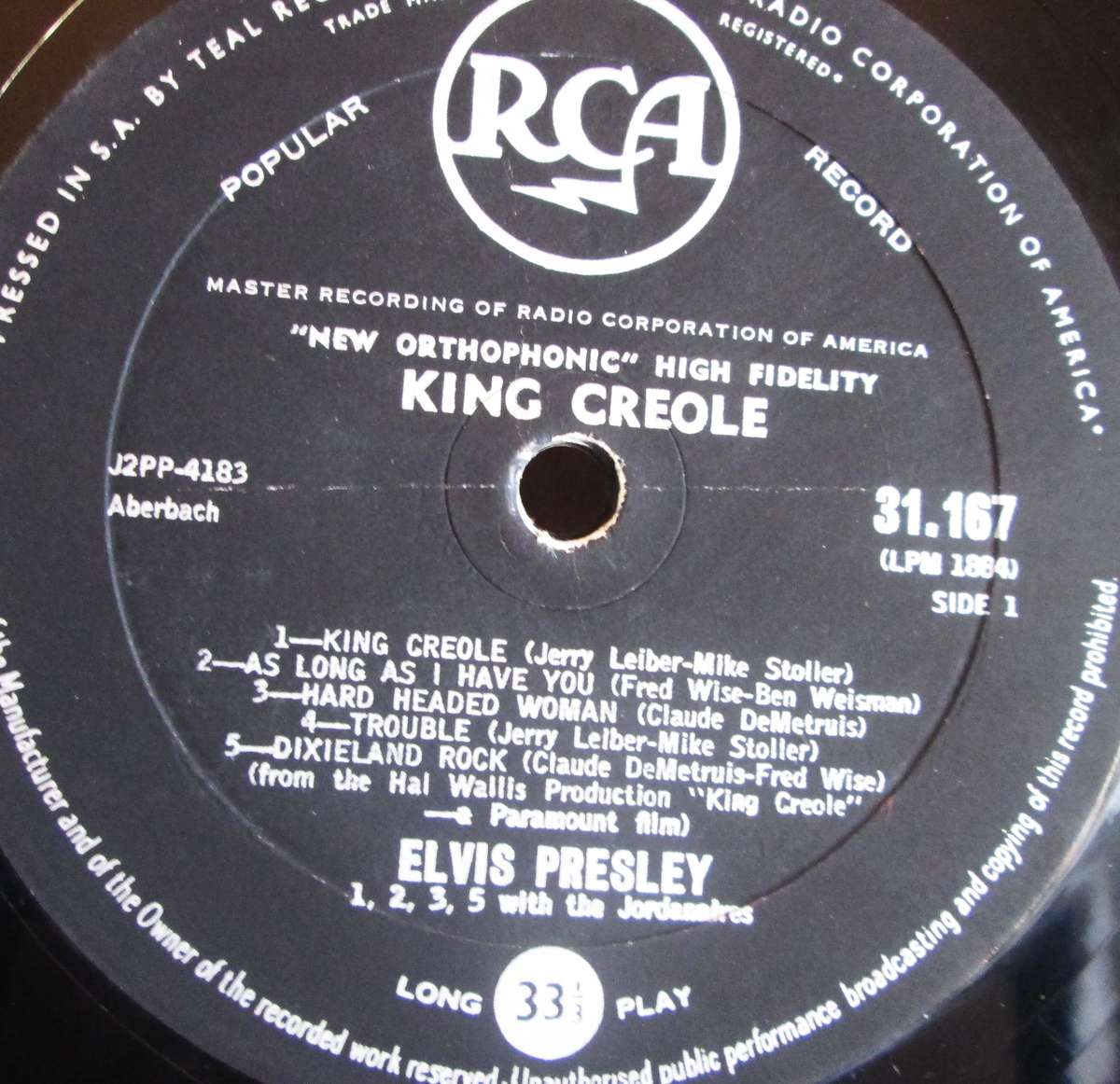 Elvis Presley Hal Walls King Creole LPM 1884 Popular 31167