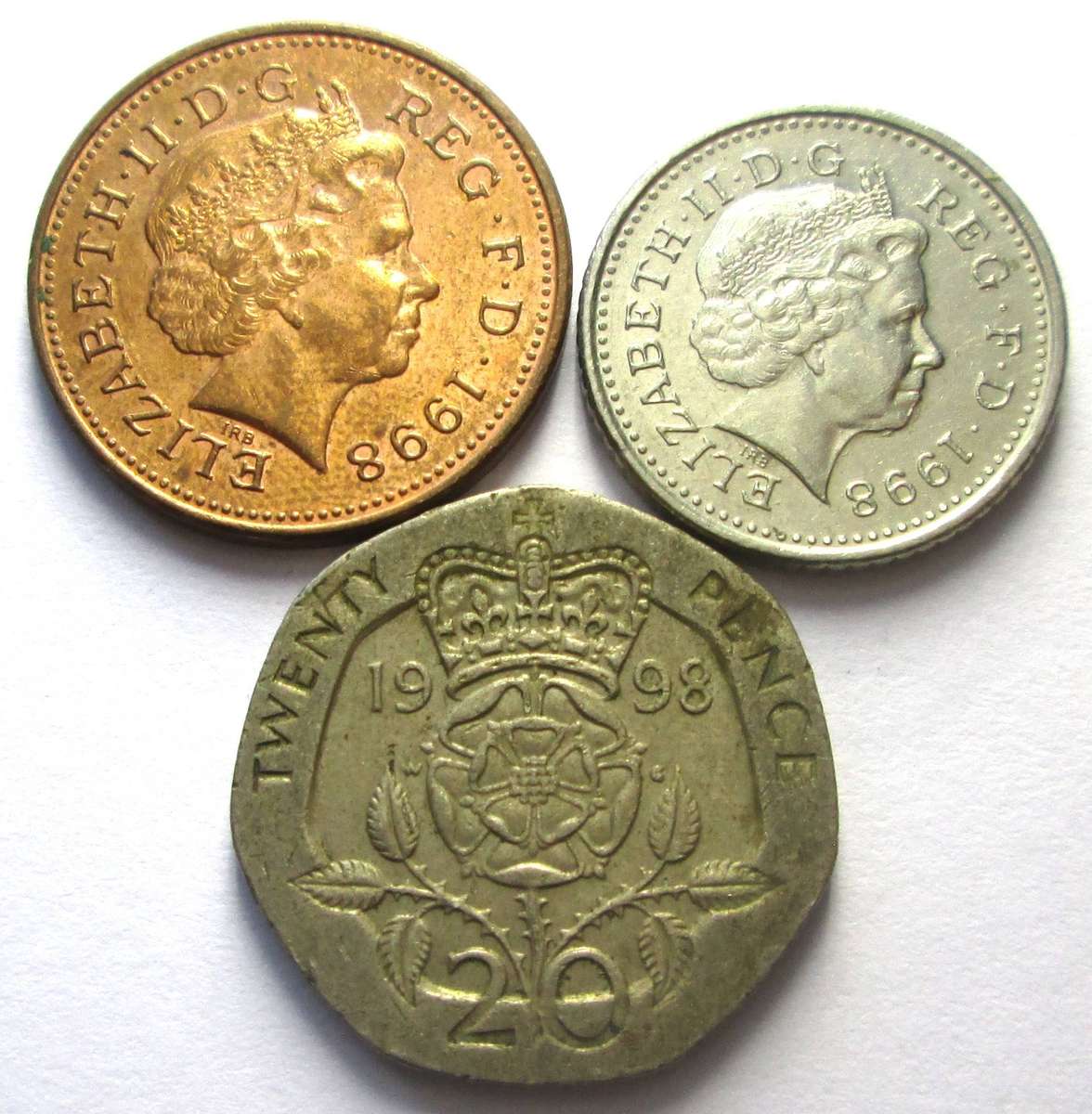 1998 Great Britain 1 Penny 5 Pence 20 Pence