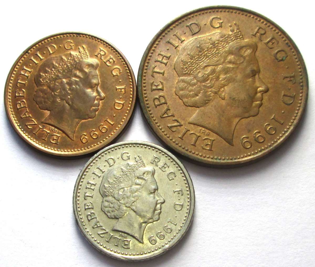 1999 Great Britain 1 Penny 2 Pence 5 Pence