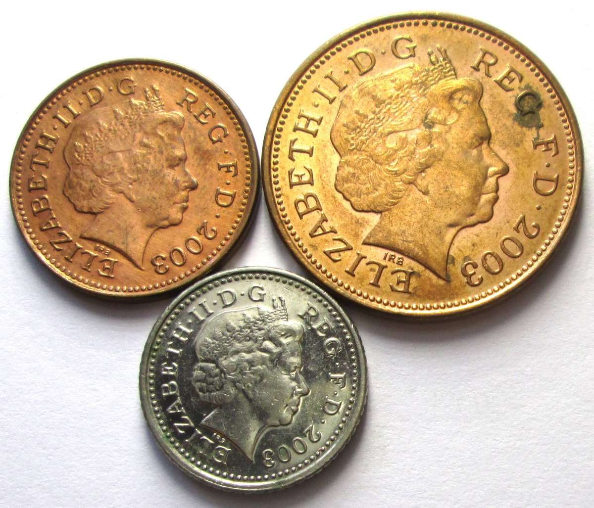 2003 Great Britain 1 Penny 2 Pence 5 Pence