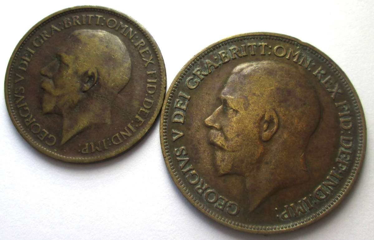 1916 Great Britain Half Penny 1 Penny
