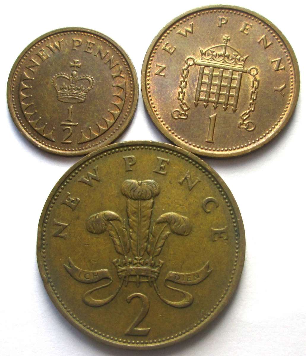 1976 Great Britain Half Penny 1 Penny 2 Pence