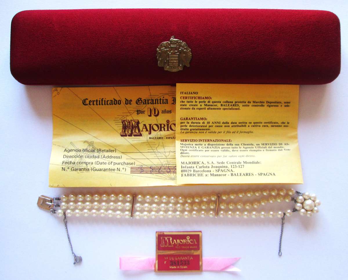 Majorica Spain Bracelet No F381533 with Certificate
