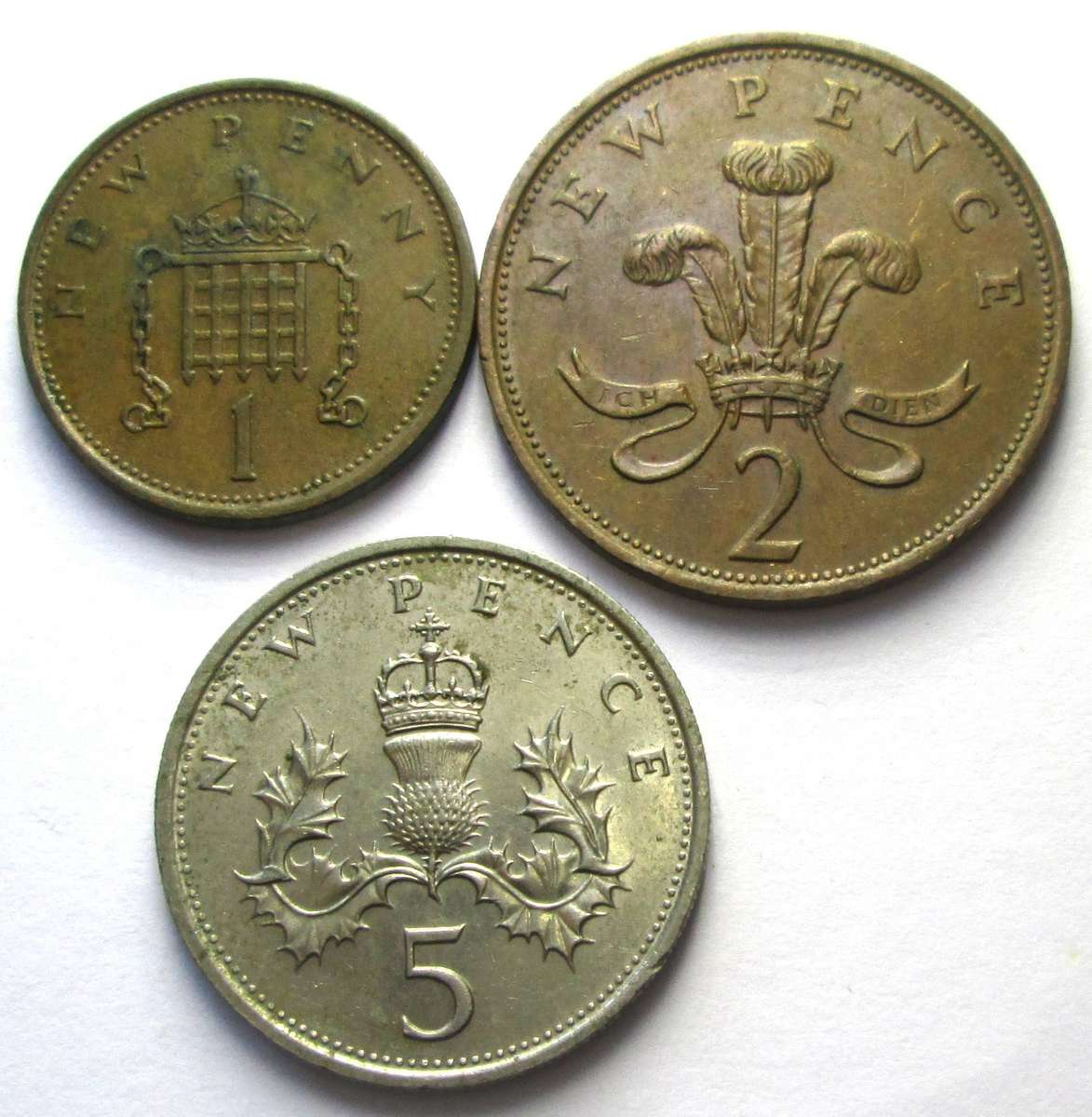 1980 Great Britain 1 Penny 2 Pence 5 Pence