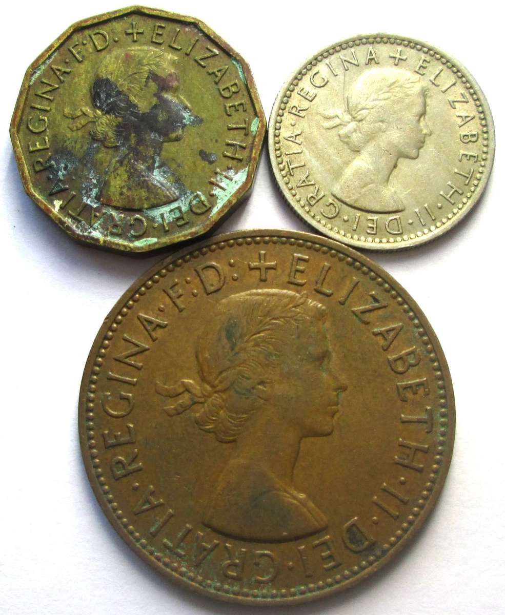1964 Great Britain 3 Pence 6 Pence 1 Penny