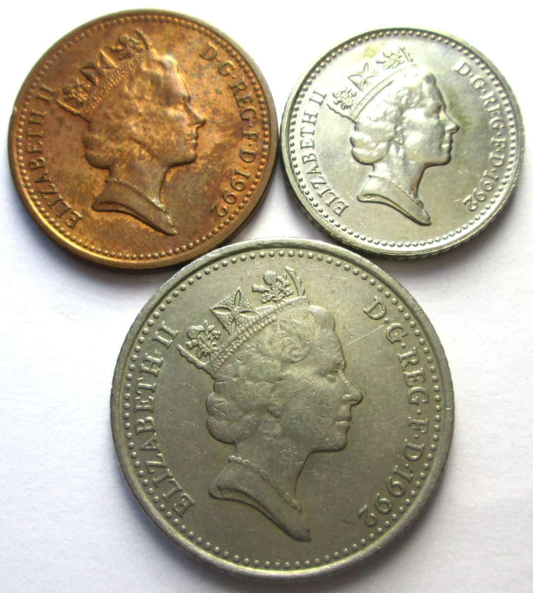 1992 Great Britain 1 Penny 5 Pence 10 Pence