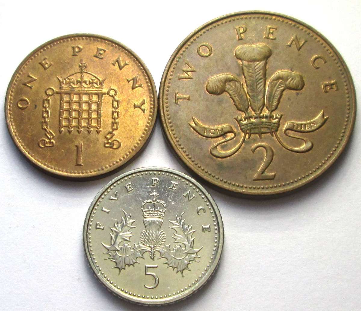 1996 Great Britain 1 Penny 2 Pence 5 Pence
