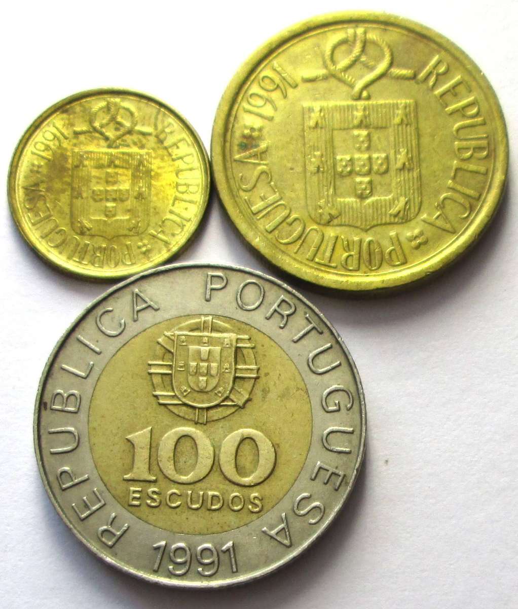 1991 Portugal 1 Escudo 10 Escudos 100 Escudos