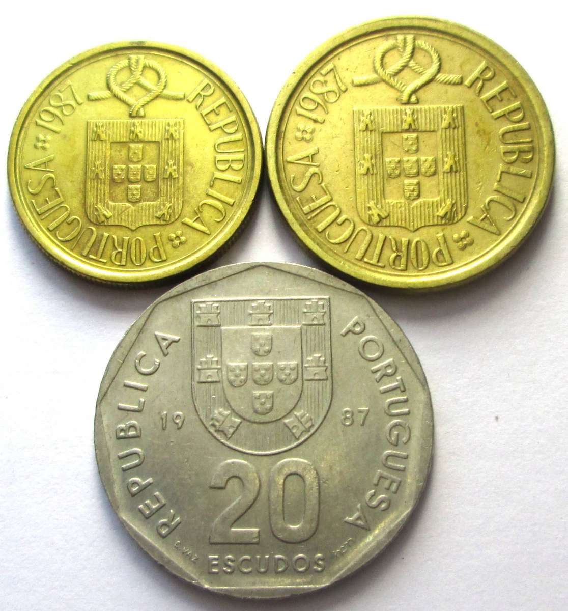 1987 Portugal 5 Escudos 10 Escudos 20 Escudos