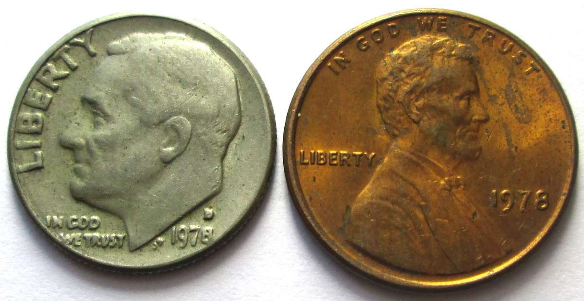 1978 United States of America 1 Cent 1 Dime