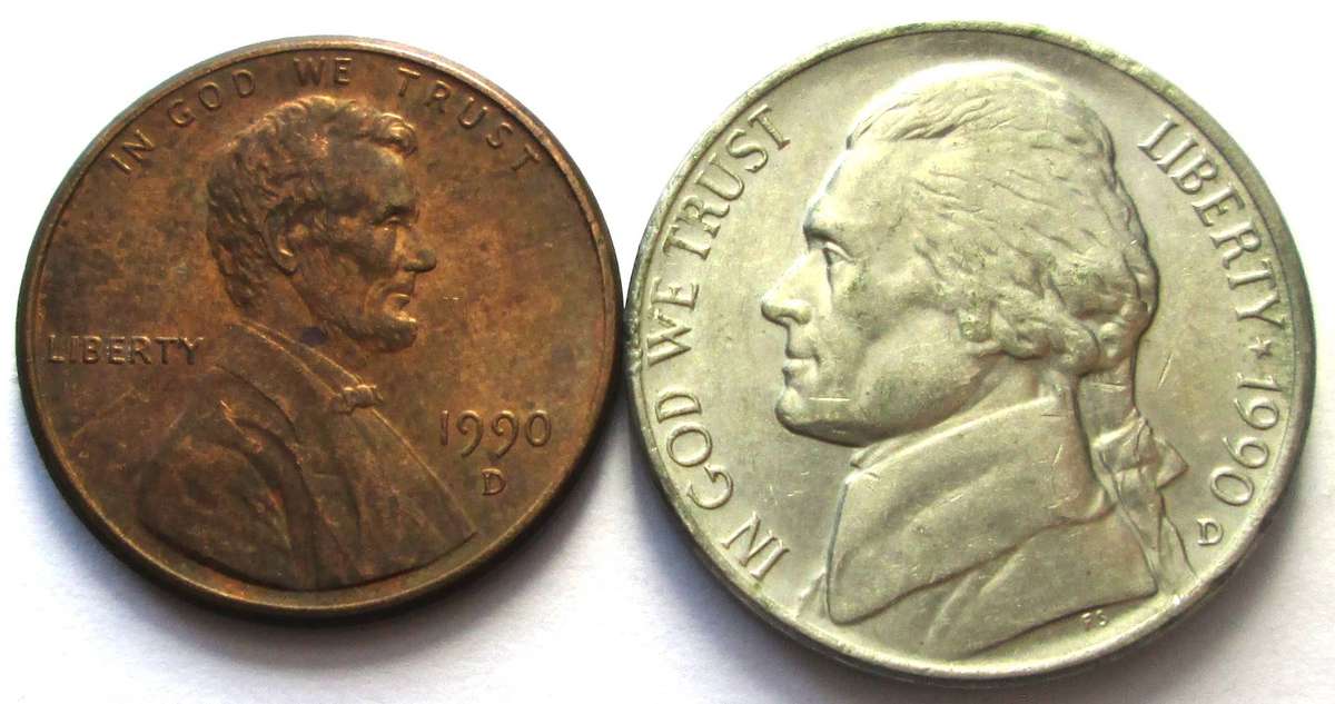 1990 United States of America 1 Cent 5 Cents