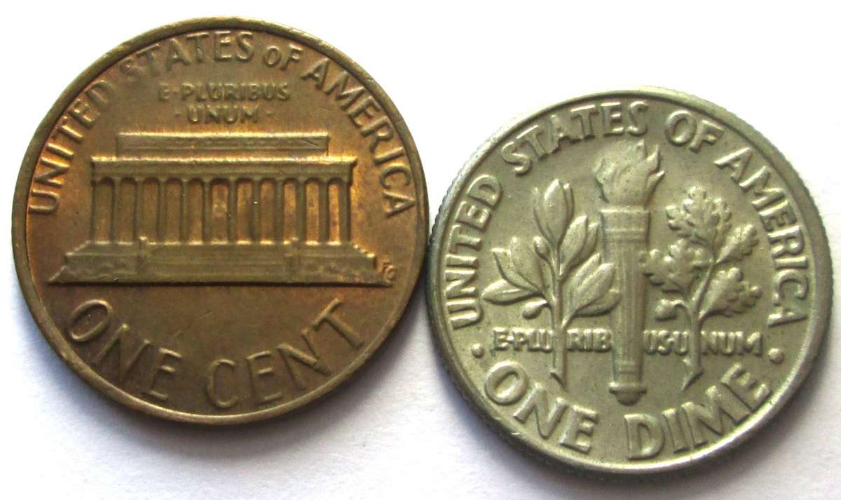 1982 United States of America 1 Cent 1 Dime